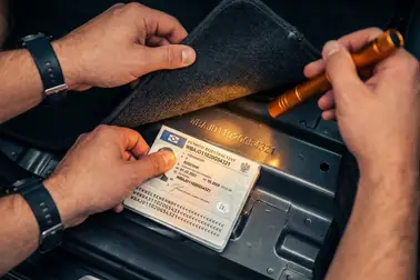 Porównanie 17 znaków VIN z pola numerowego, podszybia, tabliczki i dokumentu