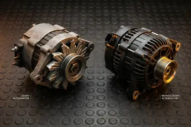 Porównanie klasycznego alternatora i wersji sterowanej elektronicznie z różnymi kołami pasowymi oraz złączami