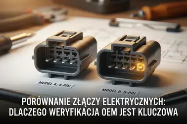 Porównanie oznaczenia, złącza i mocowania dwóch wariantów części samochodowej