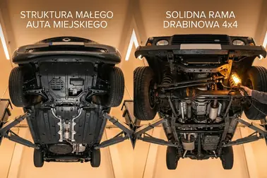 Porównanie powierzchni podwozia, osłon oraz ramy w samochodzie osobowym i aucie 4x4