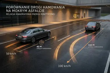 Porównanie skutków hamowania przy 50 i 100 km/h