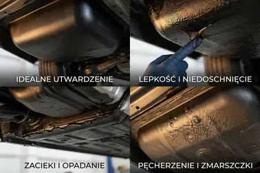 Prawidłowo wyschnięta powłoka Boll oraz lepkość, zacieki, pęcherze i zmarszczenia