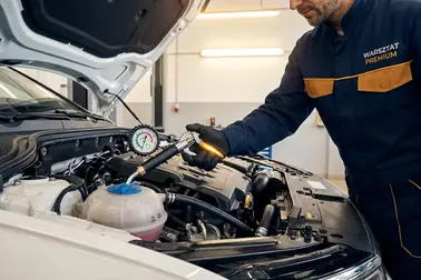 Próba ciśnieniowa układu chłodzenia przeprowadzana przez mechanika