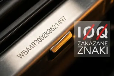 Przykładowy 17-znakowy numer VIN z wyróżnionymi literami I, O i Q jako niedozwolonymi