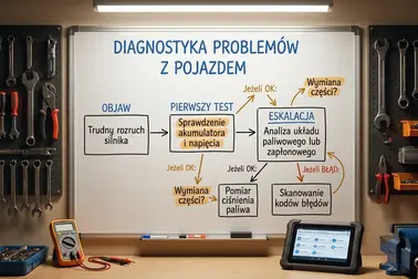 Schemat przejścia od objawu alternatora przez pierwszy test do warunku eskalacji