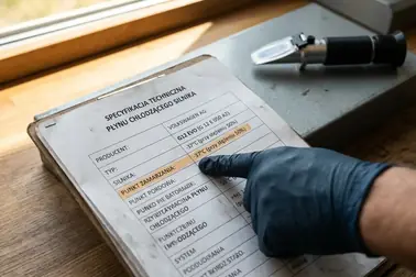 Sprawdzanie zaleceń producenta dotyczących temperatury zamarzania płynu