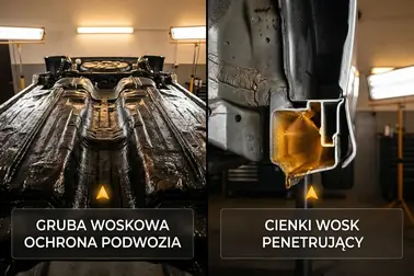 Strefy zastosowania preparatów Waxoyl na odsłoniętym podwoziu i wewnątrz profili zamkniętych