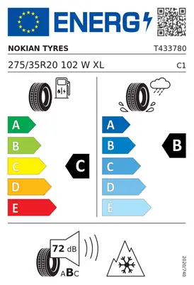 Etykieta UE Nokian Snowproof 3P 275/35R20 102W XL FR