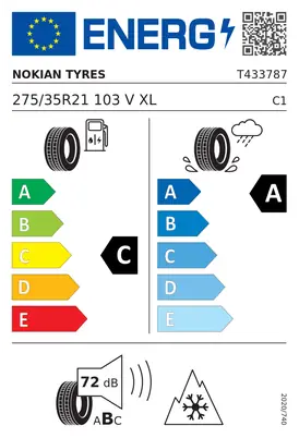 Etykieta UE Nokian Snowproof 3P 275/35R21 103V XL FR