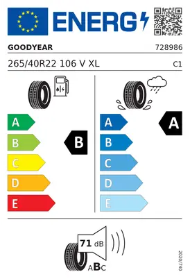Etykieta UE Goodyear EAGLE F1 ASYMMETRIC 6 265/40R22 106V XL FR