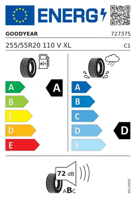 Etykieta UE Goodyear WRANGLER TERRITORY HT 255/55R20 110V XL