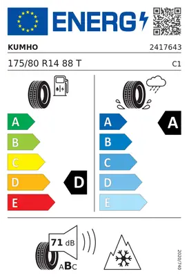Etykieta UE Kumho WinterCraft WP52+ 175/80R14 88T