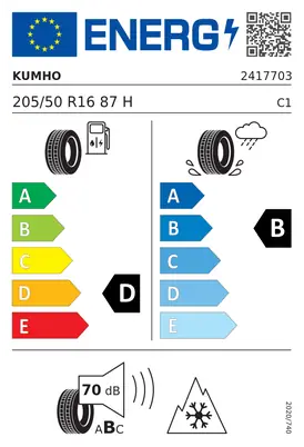 Etykieta UE Kumho WinterCraft WP52+ 205/50R16 87H