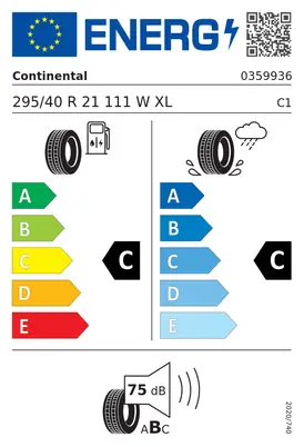 Etykieta UE Continental CrossContact UHP 295/40R21 111W XL FR Mercedes