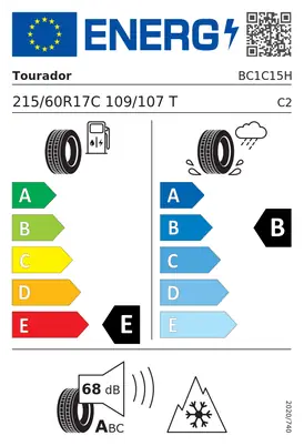 Etykieta UE Tourador WINTER PRO TSV2 215/60R17C 109T